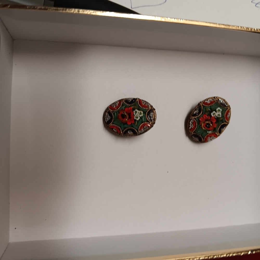 COPY - Vintage Italian mosiac earrings clip on